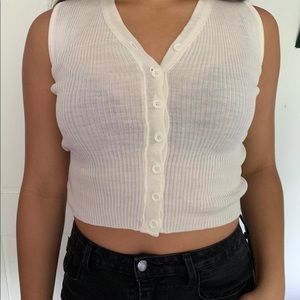White Buttone Up Tank Top